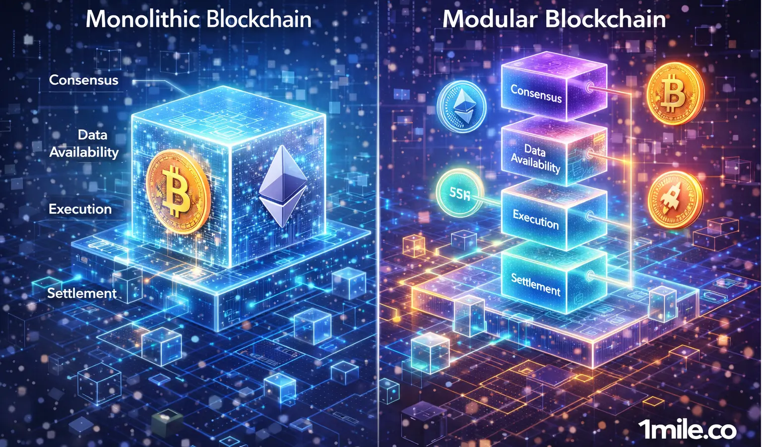 What are monolithic and modular blockchains
